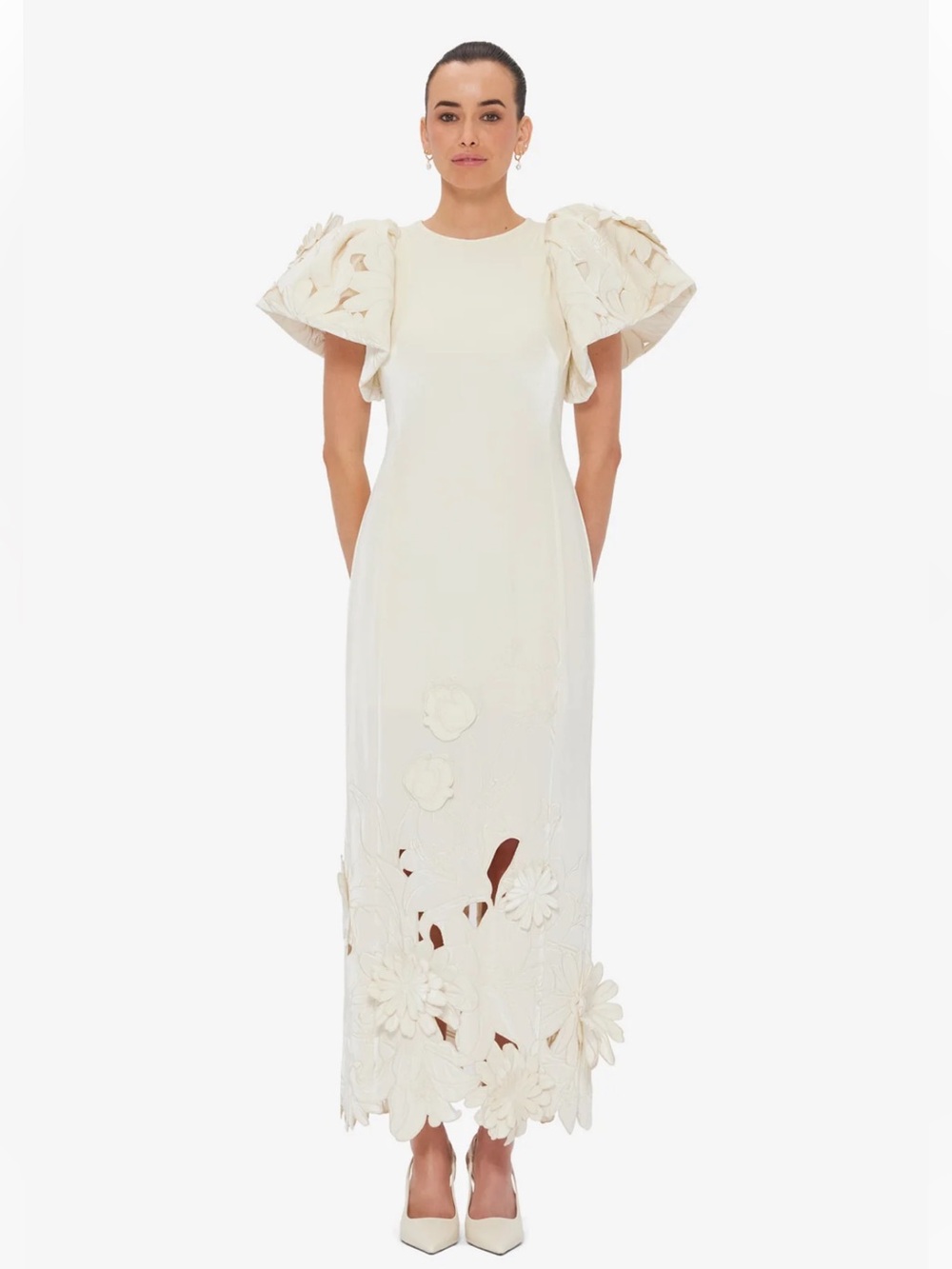 Leo Lin cream velvet long dress
